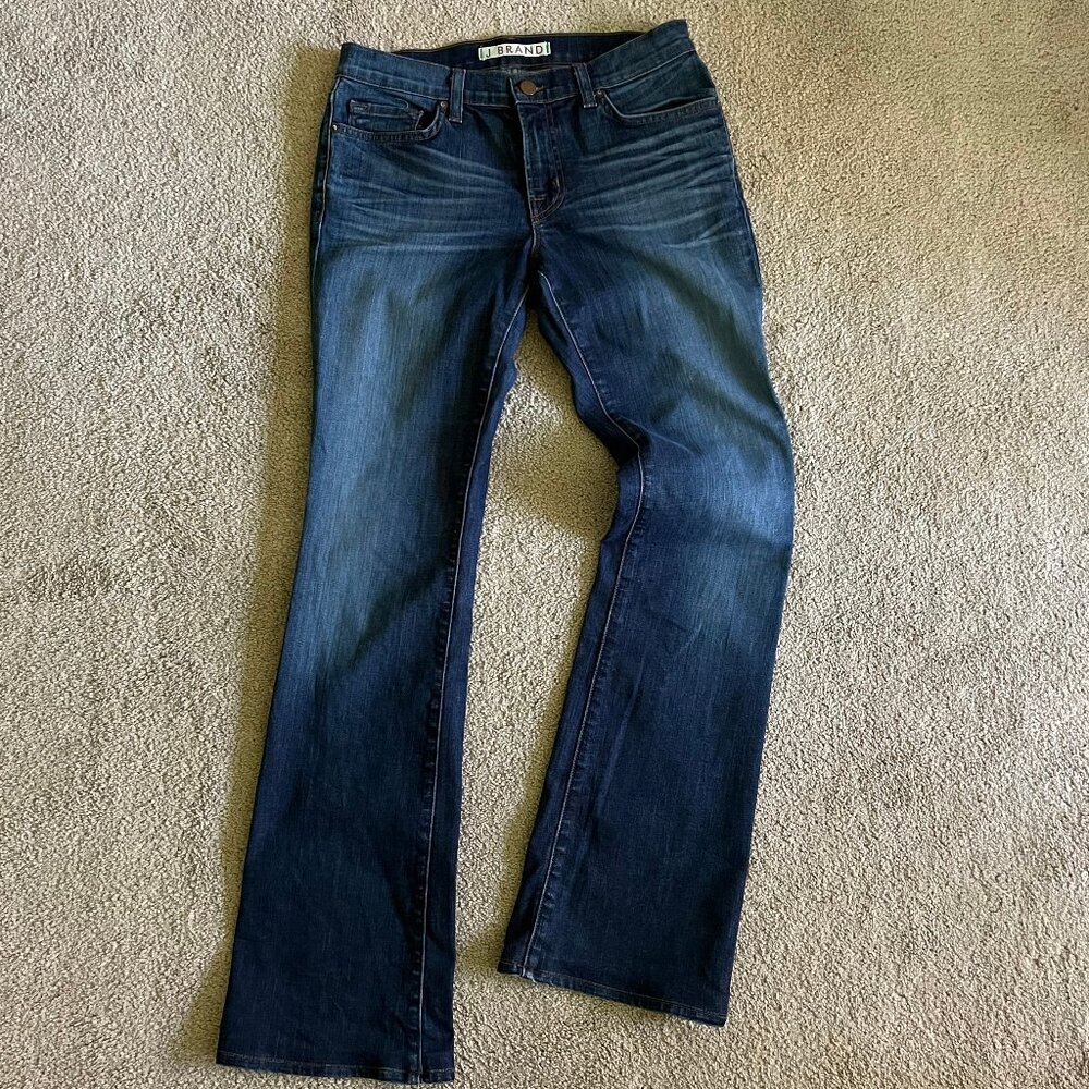 J BRAND Denim Stretch Jeans, 27 Waist, Heritage Boot Cut Flare, Blue Jeans 